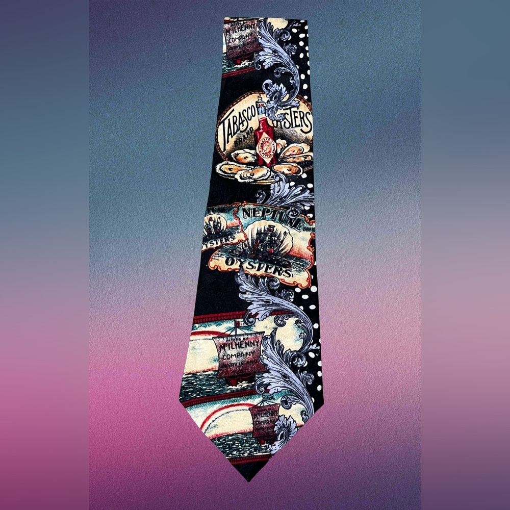 Tabasco Men's Vibrant Black & Red Necktie 100% Silk. New Without Tags